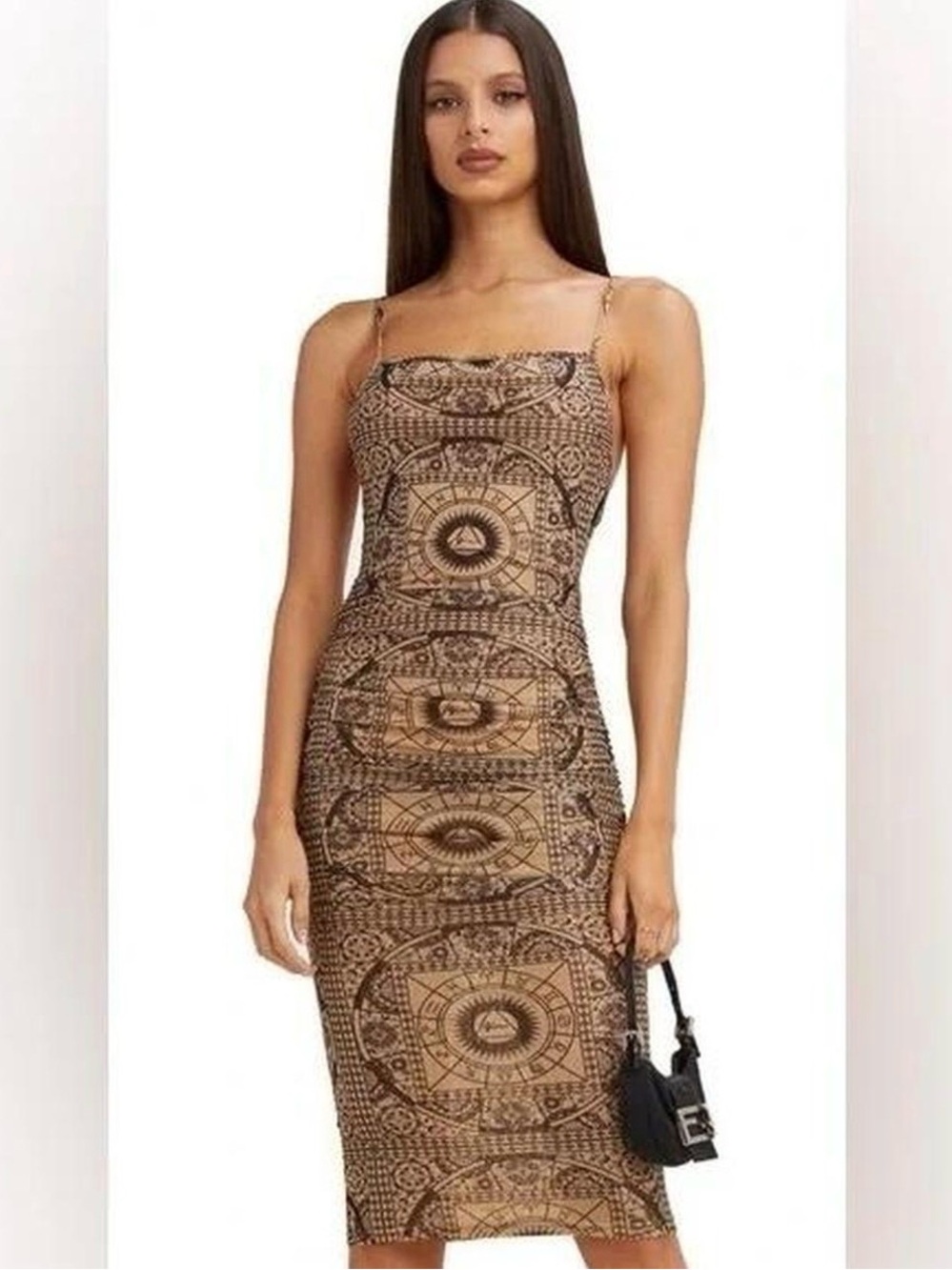 👗🤩I.AM.GIA. Black and Tan Bodycon Midi Dress🤩👗